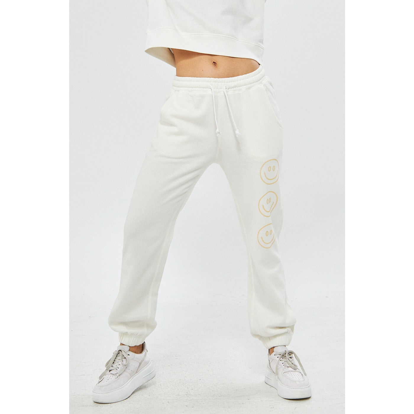 White Oversized Printed Joggers | Montivo Pakistan