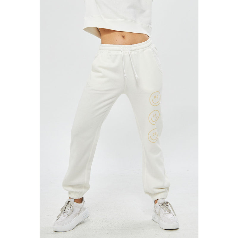 White Oversized Printed Joggers | Montivo Pakistan
