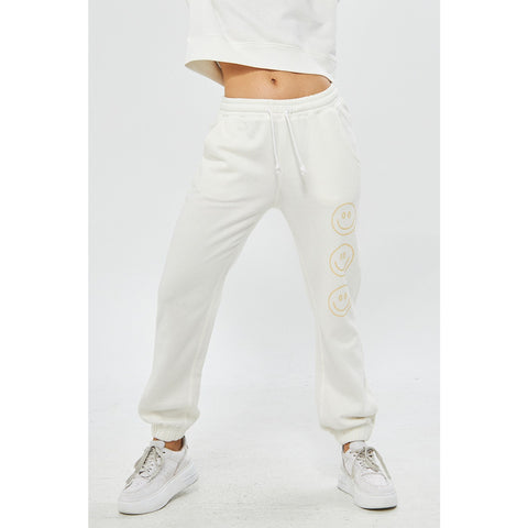 White Oversized Printed Joggers | Montivo Pakistan