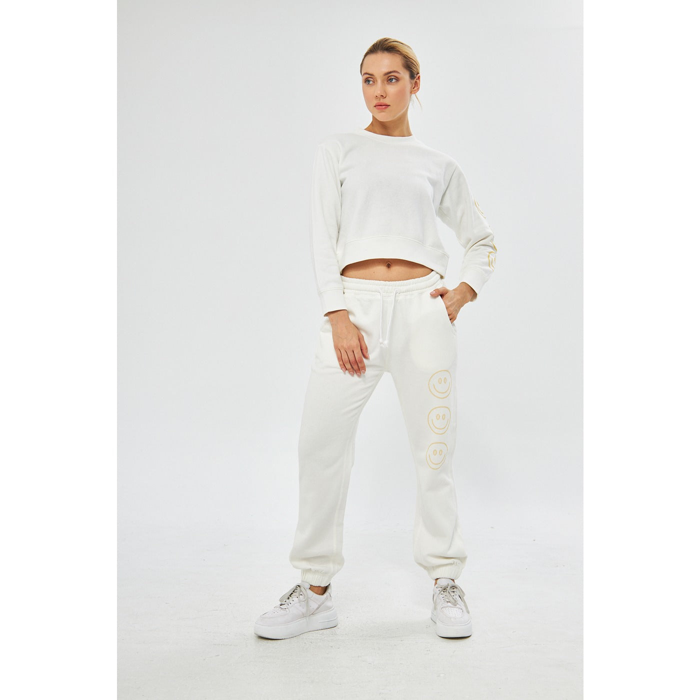 White Oversized Printed Joggers | Montivo Pakistan