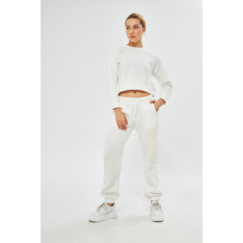 White Oversized Printed Joggers | Montivo Pakistan
