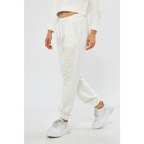 White Oversized Printed Joggers | Montivo Pakistan