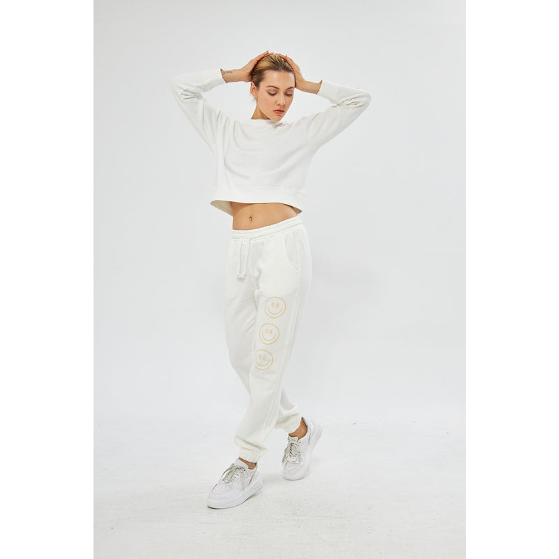 White Oversized Printed Joggers | Montivo Pakistan