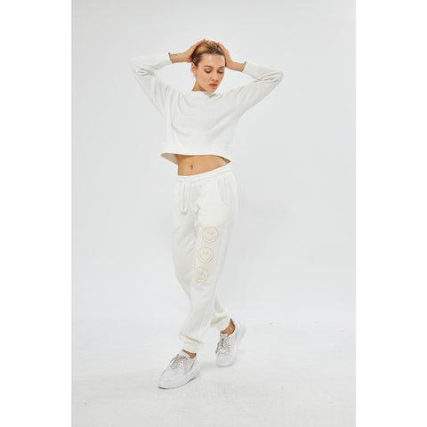 White Oversized Printed Joggers | Montivo Pakistan