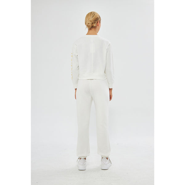 White Oversized Printed Joggers | Montivo Pakistan