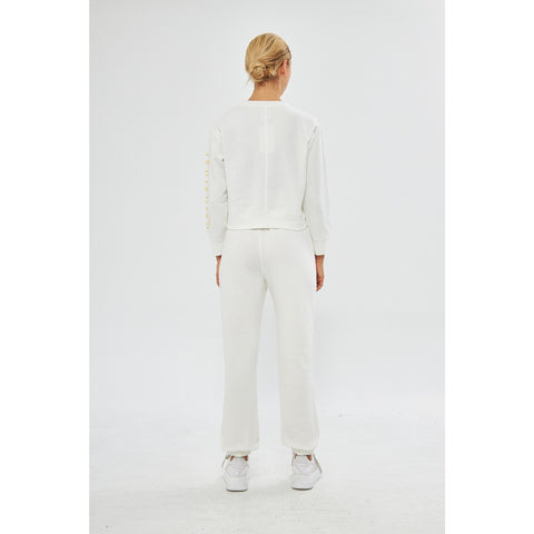 White Oversized Printed Joggers | Montivo Pakistan