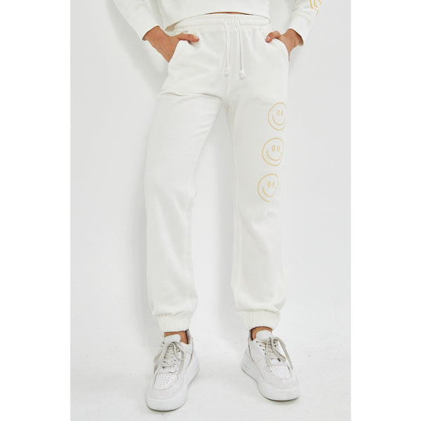 White Oversized Printed Joggers | Montivo Pakistan