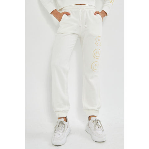 White Oversized Printed Joggers | Montivo Pakistan