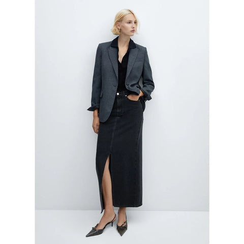 MNG Black Slit Denim Skirt | Montivo Pakistan