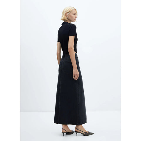 MNG Black Slit Denim Skirt | Montivo Pakistan