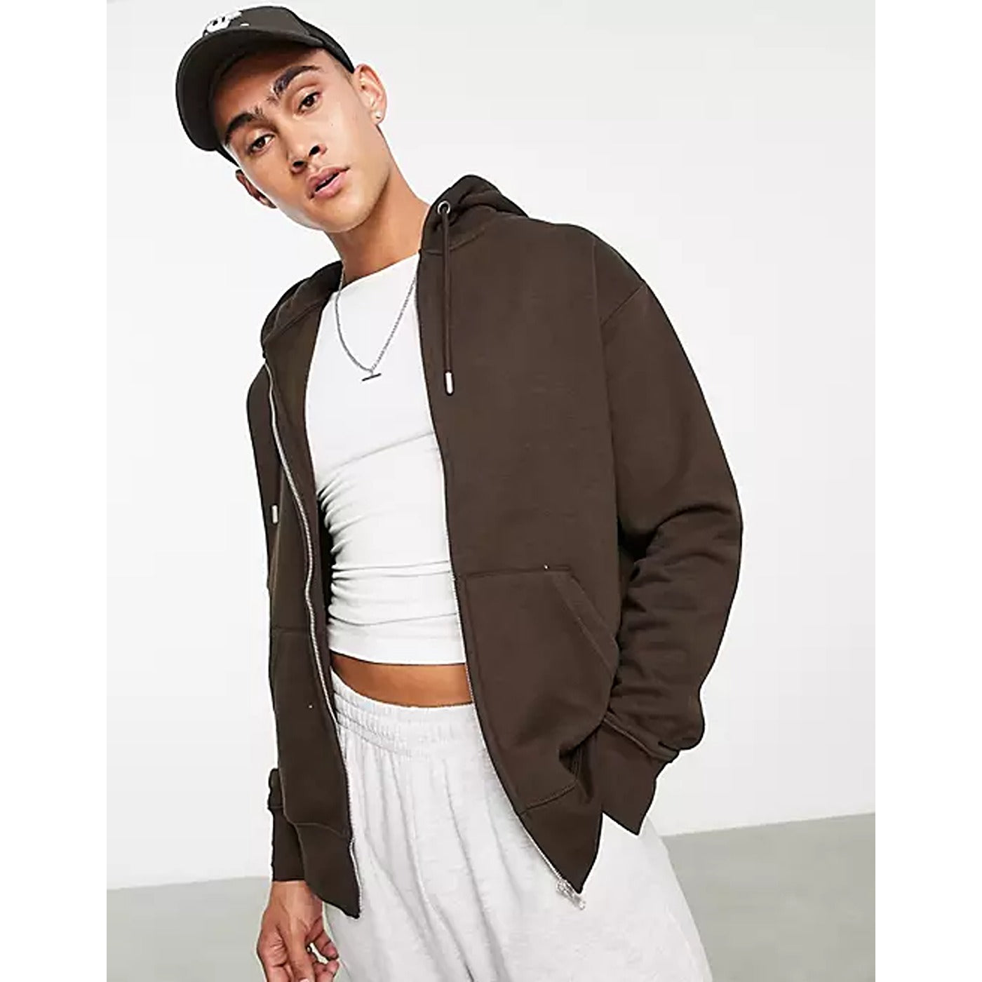 Brown Oversized Zipper Hoodie | Montivo Pakistan