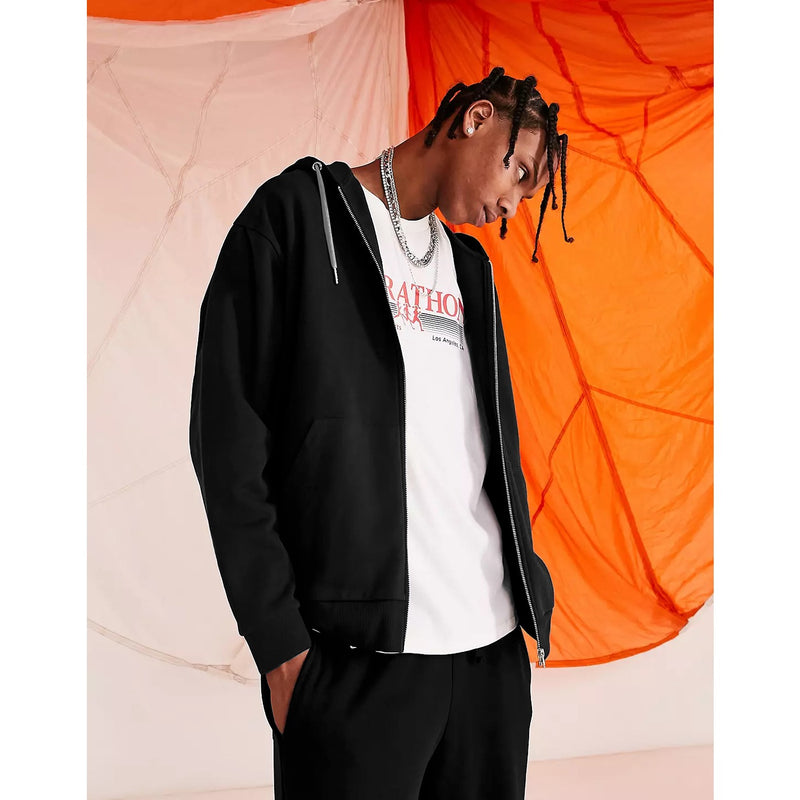Black Oversized Zipper Hoodie | Montivo Pakistan