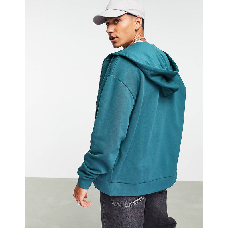 Teal Blue Oversized Zipper Hoodie | Montivo Pakistan