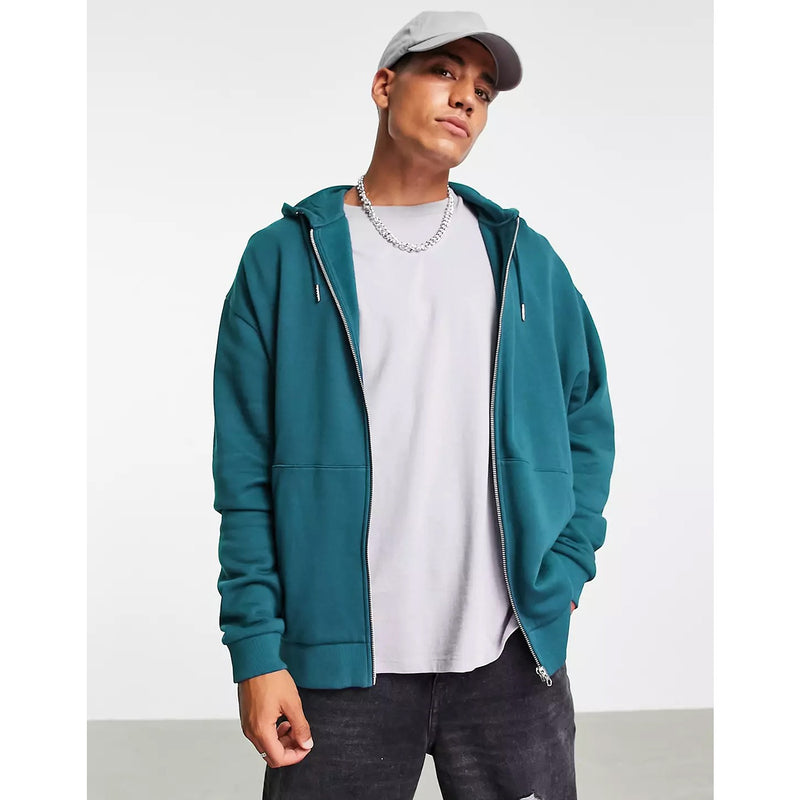 Teal Blue Oversized Zipper Hoodie | Montivo Pakistan