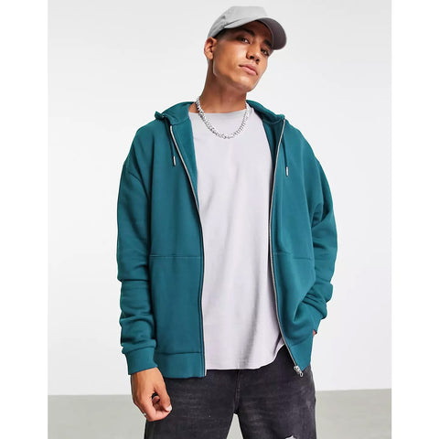 Teal Blue Oversized Zipper Hoodie | Montivo Pakistan