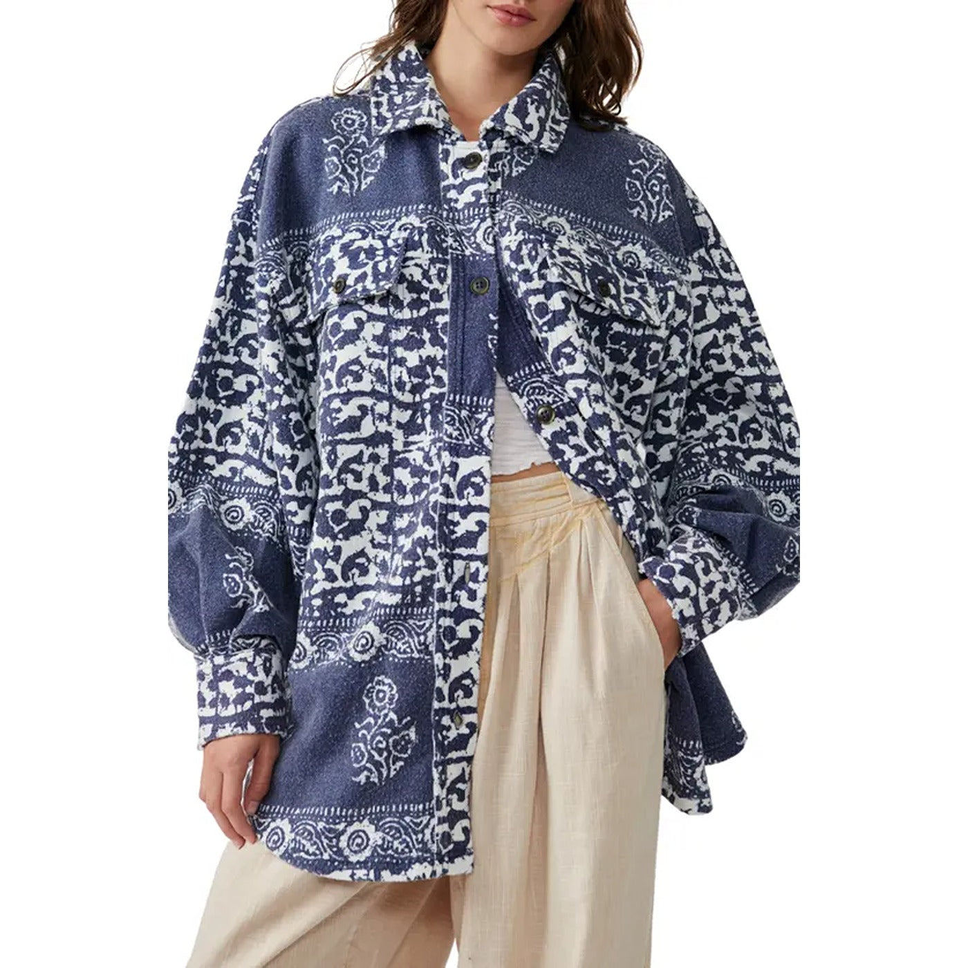 Navy Oversized Shirt Jacket | Montivo Pakistan