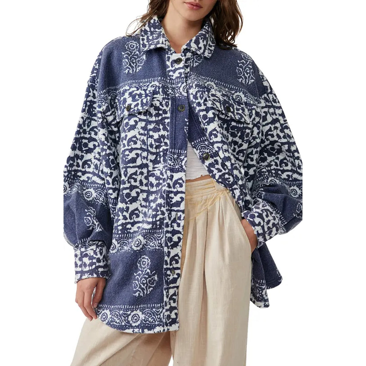 Navy Oversized Shirt Jacket | Montivo Pakistan