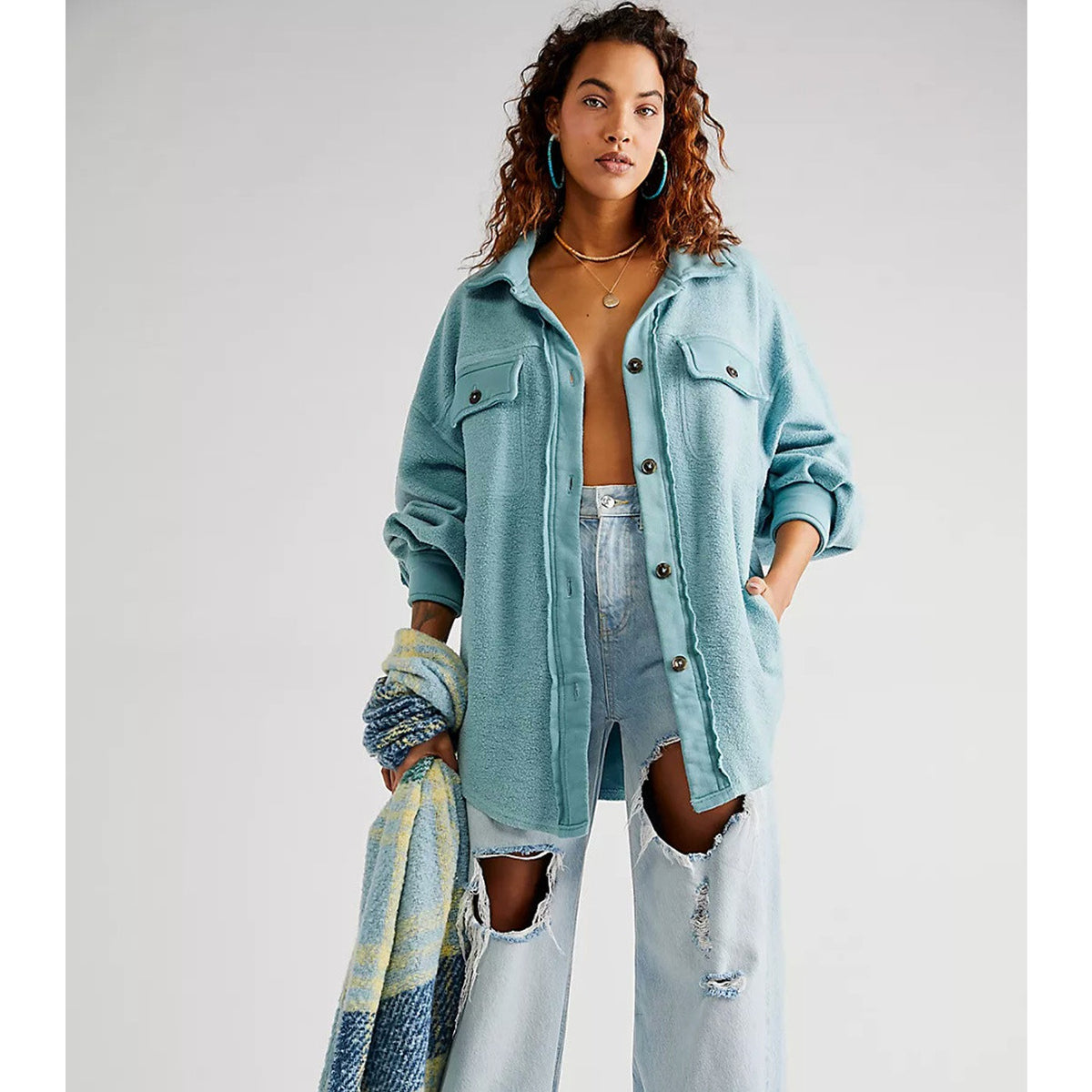 Autumn Sky Oversized Shirt Jacket | Montivo Pakistan