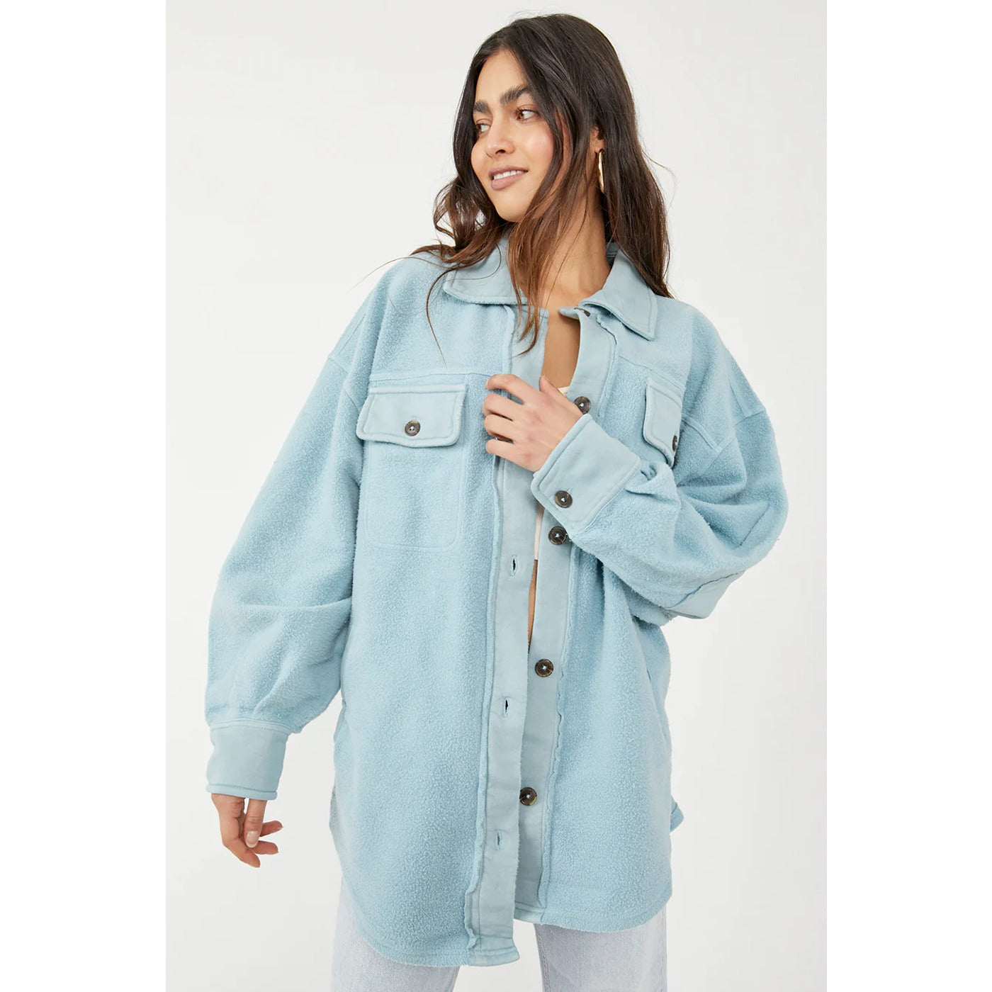 Light Blue Oversized Shirt Jacket | Montivo Pakistan