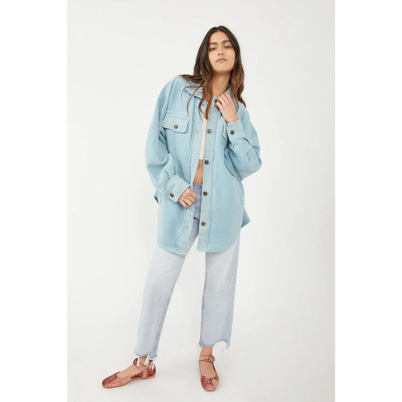 Light Blue Oversized Shirt Jacket | Montivo Pakistan