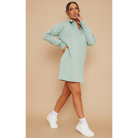 PTL Sage Khaki Shoulder Pad Collar Sweatshirt | Montivo Pakistan