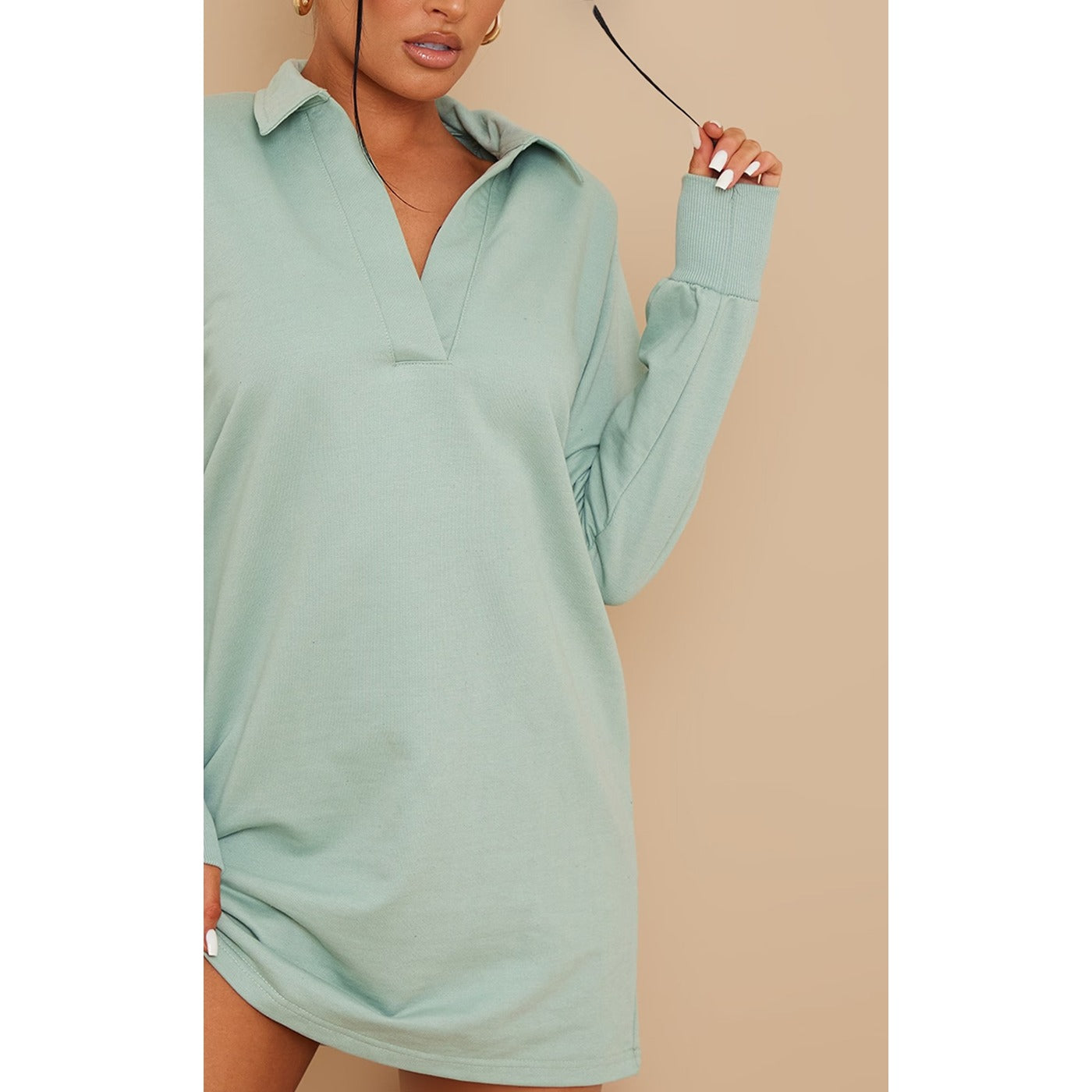 PTL Sage Khaki Shoulder Pad Collar Sweatshirt | Montivo Pakistan