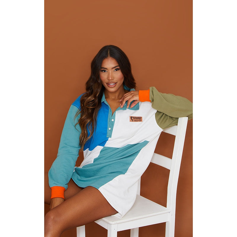 Mineral Blue Contrast Block Detail Sweatshirt | Montivo Pakistan