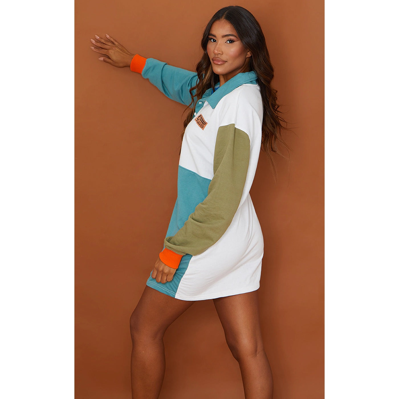 Mineral Blue Contrast Block Detail Sweatshirt | Montivo Pakistan