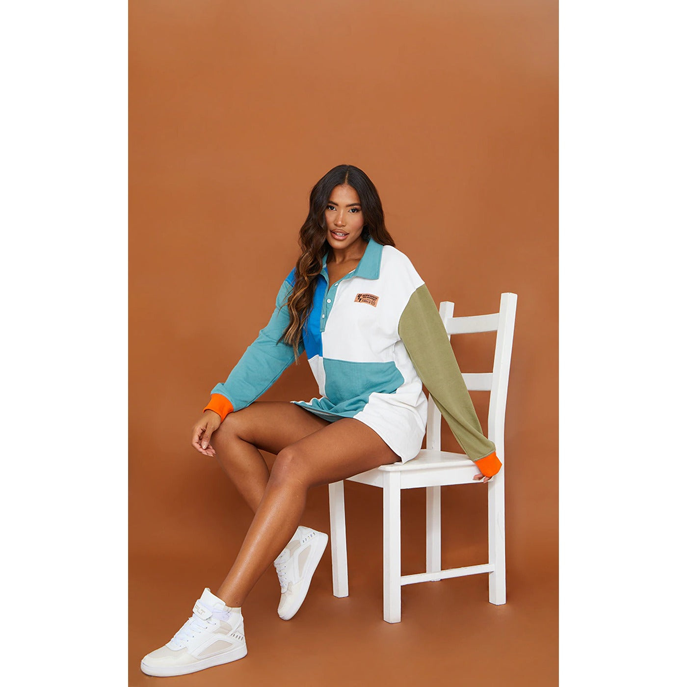 Mineral Blue Contrast Block Detail Sweatshirt | Montivo Pakistan