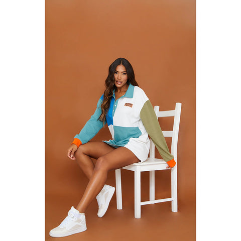 Mineral Blue Contrast Block Detail Sweatshirt | Montivo Pakistan