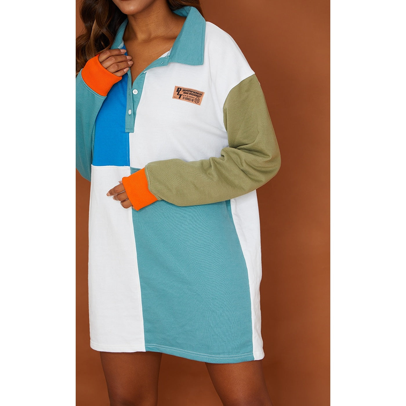 Mineral Blue Contrast Block Detail Sweatshirt | Montivo Pakistan