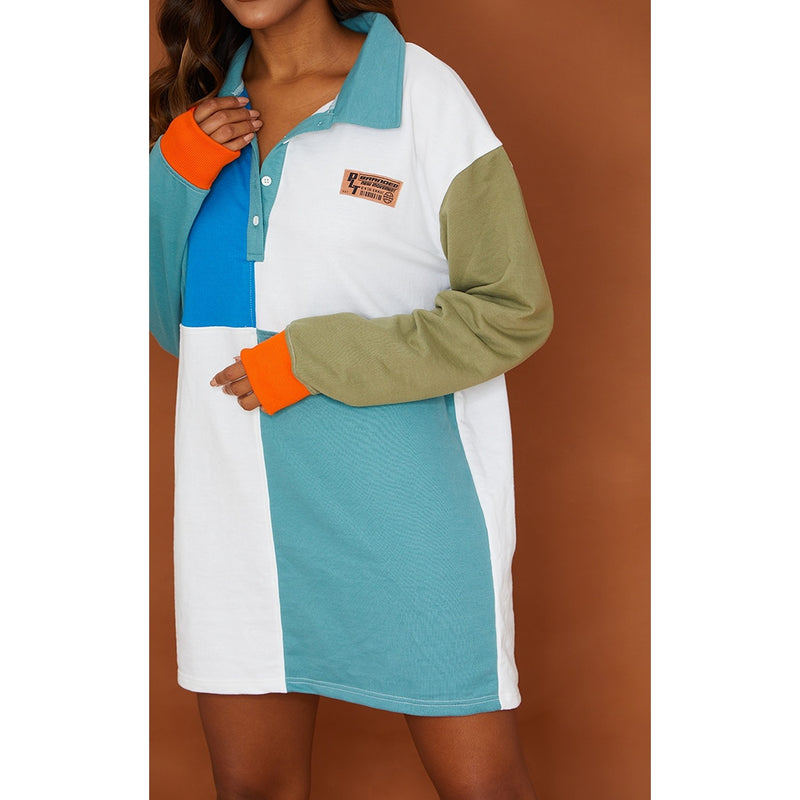 Mineral Blue Contrast Block Detail Sweatshirt | Montivo Pakistan