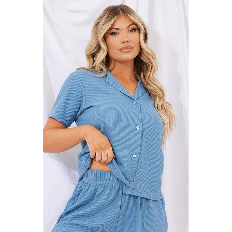 Blue Button Up Cardigan | Montivo Pakistan