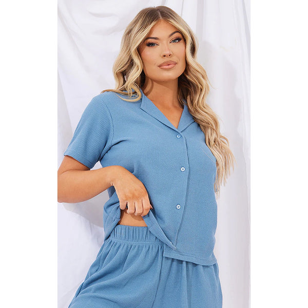 Blue Button Up Cardigan | Montivo Pakistan