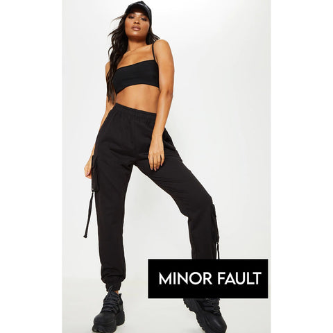 (Minor Fault) Black Cargo Casual Joggers | Montivo Pakistan