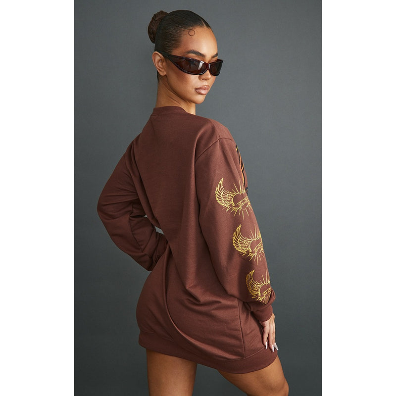 Brown Oversized Graphic Printed Sweatshirt | Montivo Pakistan