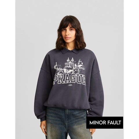 (Minor Fault) Grey Printed Sweatshirt | Montivo Pakistan