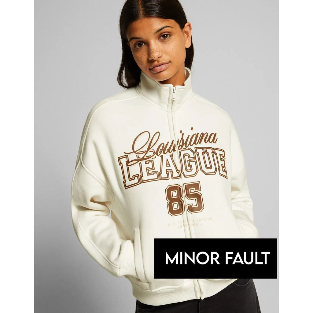 (Minor Fault) White Zipper Sweatshirt | Montivo Pakistan