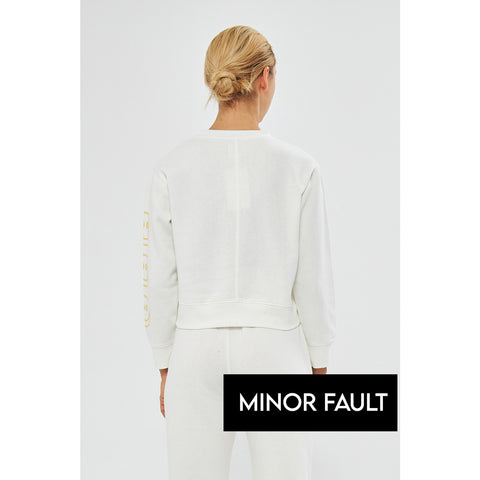 (Minor Fault) White Oversized Cropped Sweatshirt | Montivo Pakistan