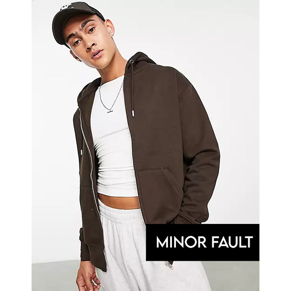 (Minor Fault) Brown Oversized Zipper Hoodie | Montivo Pakistan