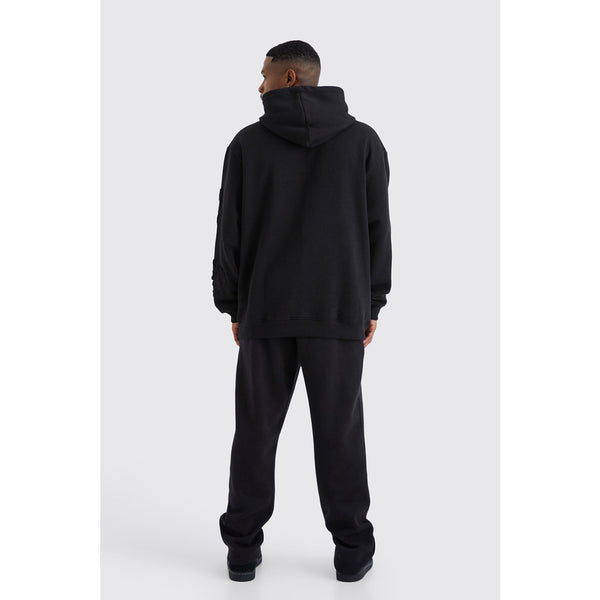 Black Oversized Raw Applique Hoodie | Montivo Pakistan