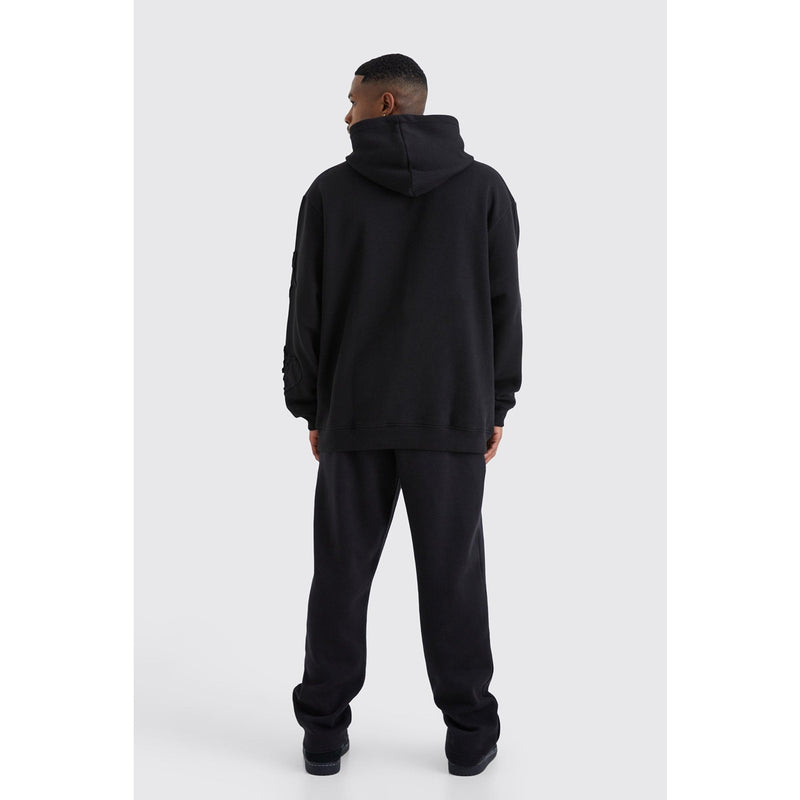 Black Oversized Raw Applique Hoodie | Montivo Pakistan