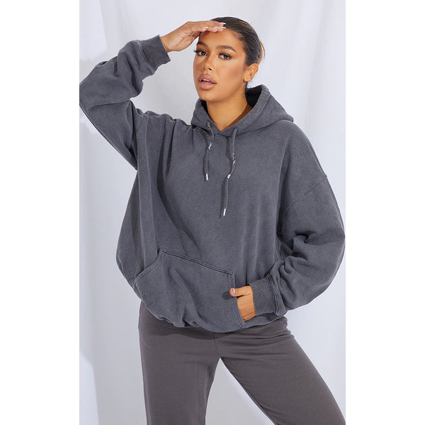 Charcoal Washed Oversized Hoodie | Montivo Pakistan
