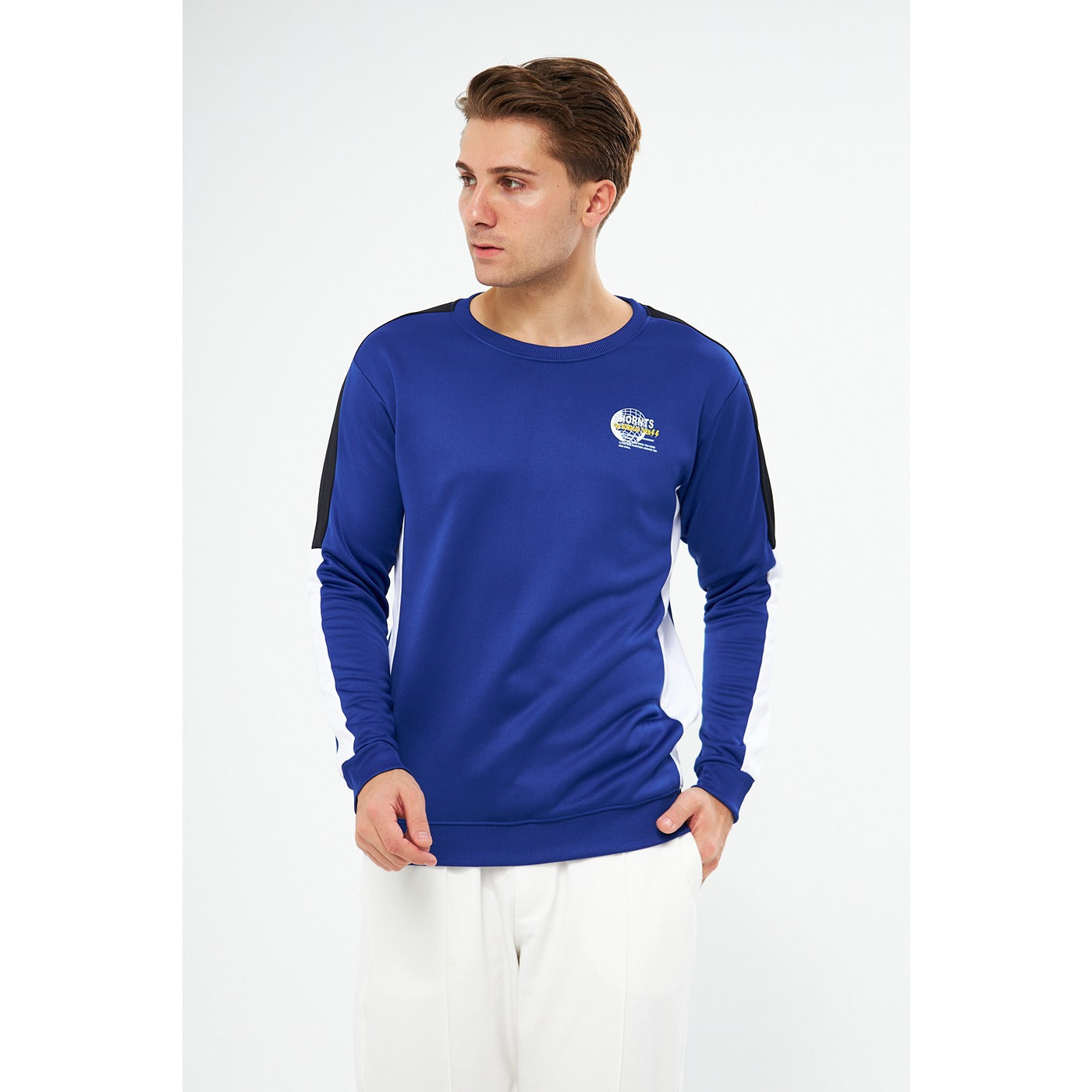 Blue Stripe Crew Neck Sweatshirt | Montivo Pakistan