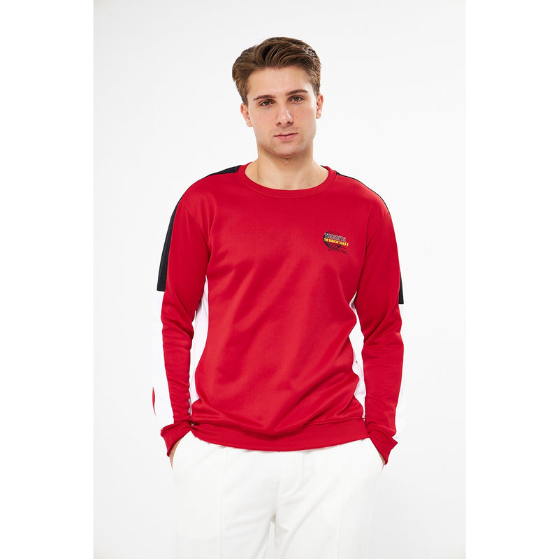 Red Stripe Crew Neck Sweatshirt | Montivo Pakistan