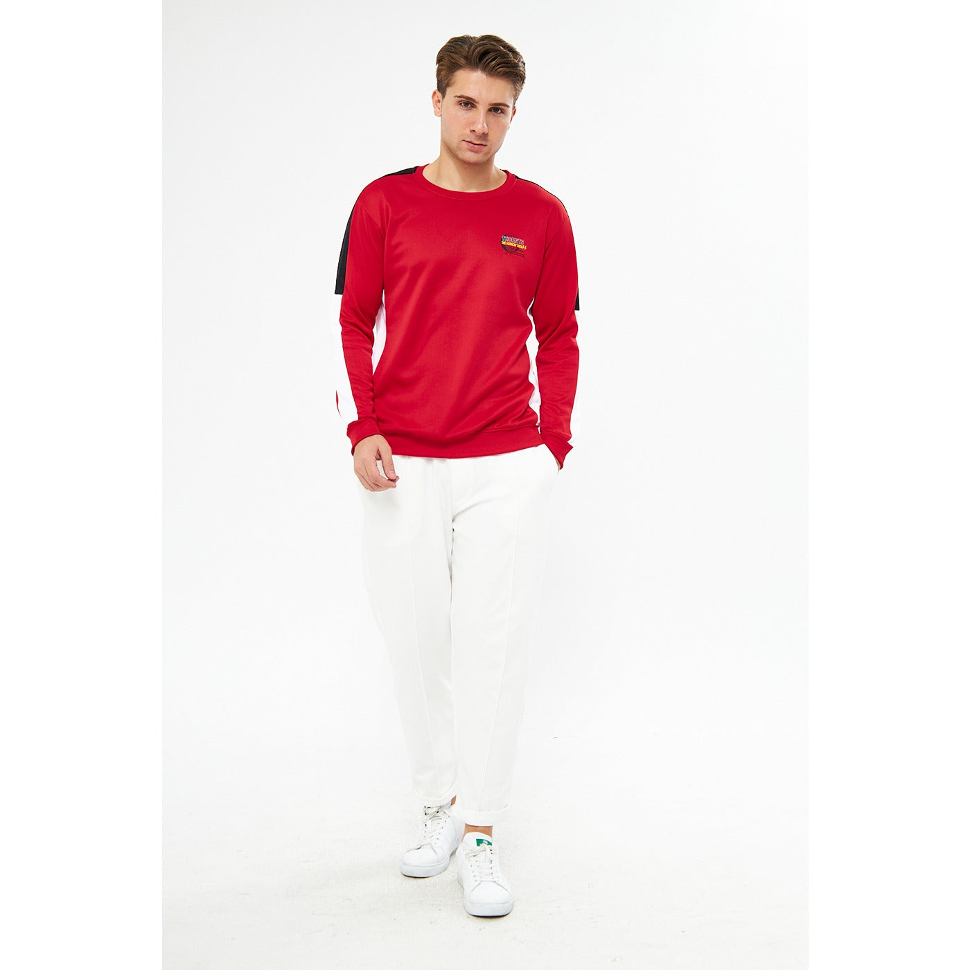 Red Stripe Crew Neck Sweatshirt | Montivo Pakistan