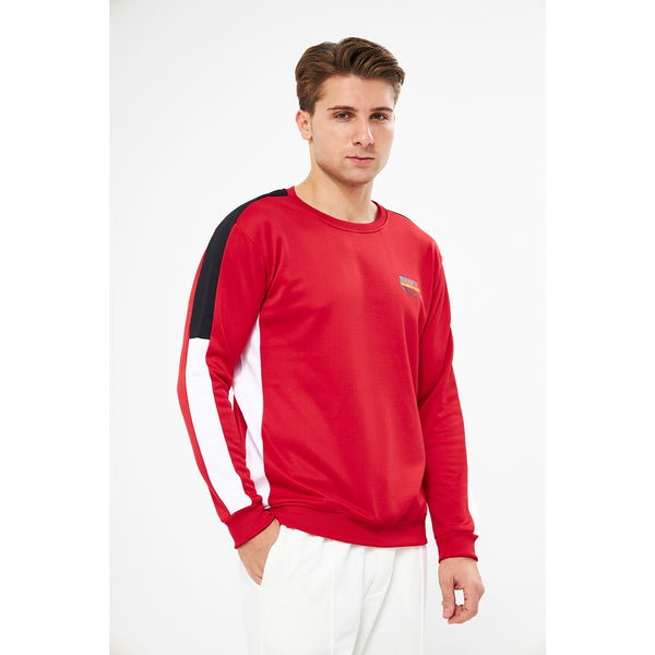 Red Stripe Crew Neck Sweatshirt | Montivo Pakistan