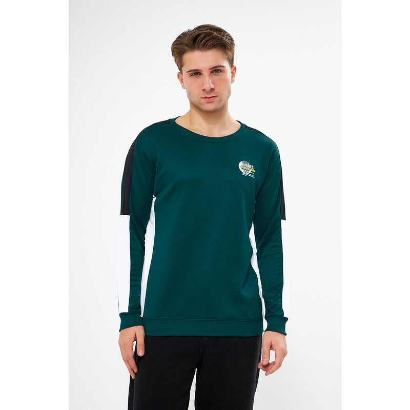Green Stripe Crew Neck Sweatshirt | Montivo Pakistan