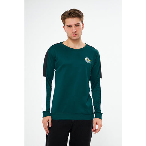 Green Stripe Crew Neck Sweatshirt | Montivo Pakistan