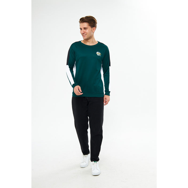 Green Stripe Crew Neck Sweatshirt | Montivo Pakistan
